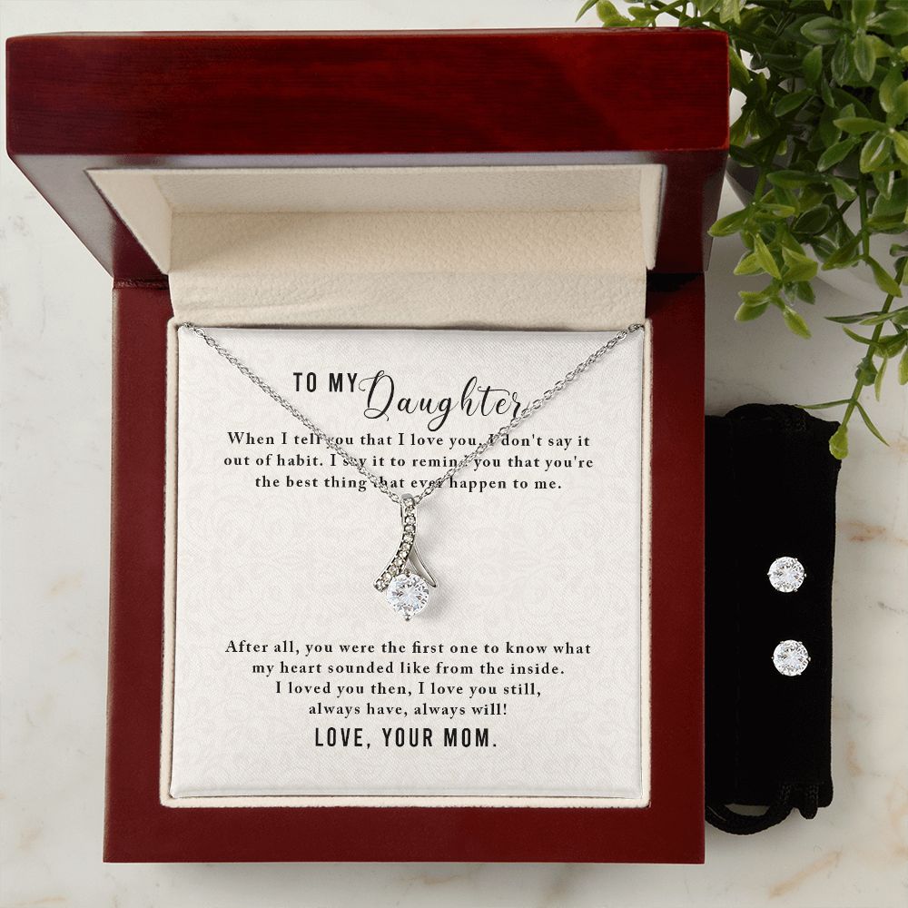 Daughter Pendant and Earring Set-The first one to know | Custom Heart Design