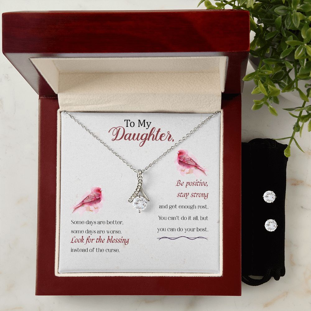 Daughter Pendant and Earring Set-Blessings | Custom Heart Design