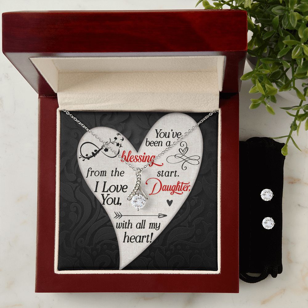 Daughter Jewelry Set, Alluring Beauty Necklace and Earring Set | Custom Heart Design