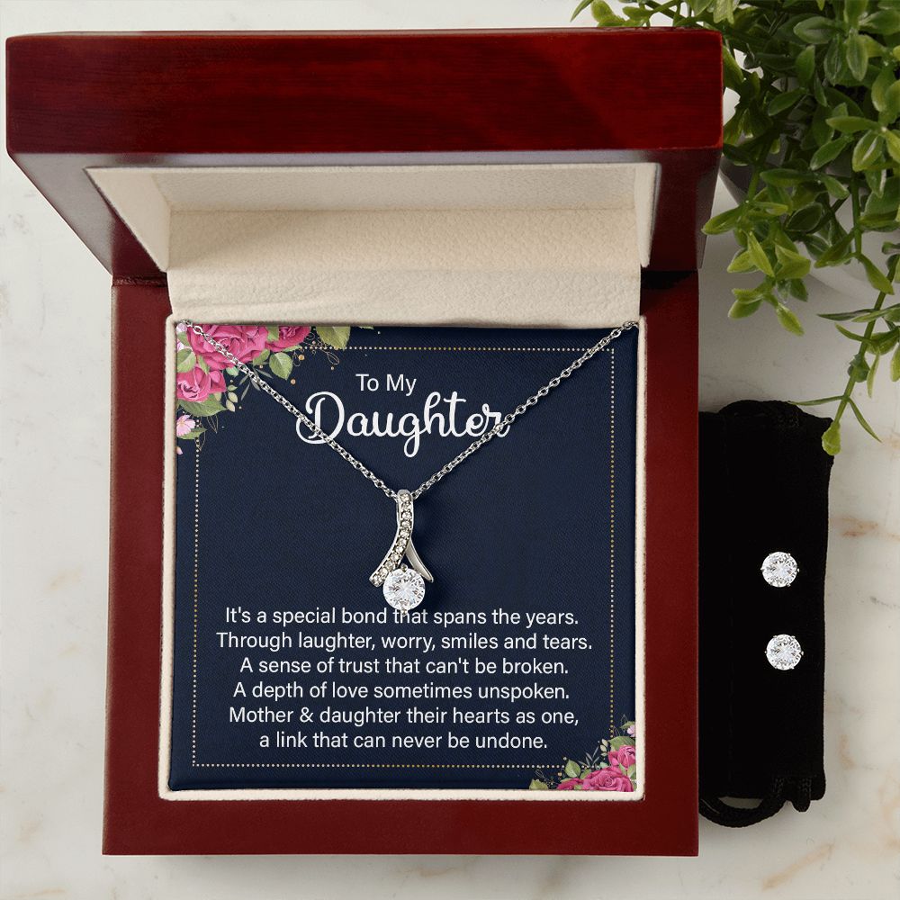 Daughter Pendant and Earring Set-Our special bond | Custom Heart Design