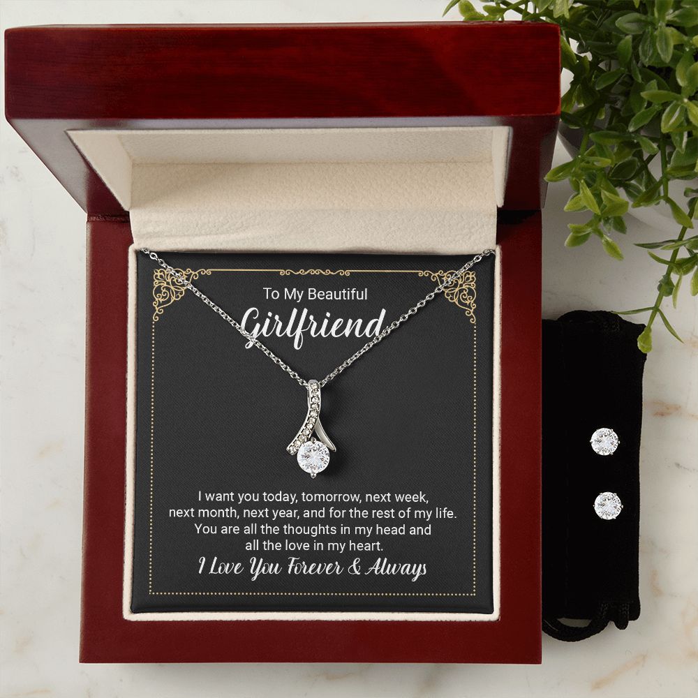 Girlfriend Jewelry Set, Heart Necklace and Earring Set | Custom Heart Design