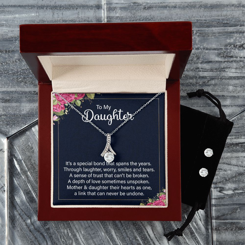 Daughter Pendant and Earring Set-Our special bond | Custom Heart Design