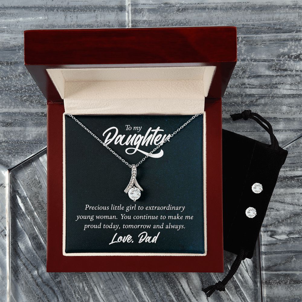 Daughter Pendant and Earring Set-Today, tomorrow and always | Custom Heart Design