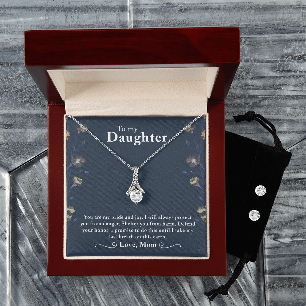 Daughter Pendant and Earring Set-My pride and joy - Custom Heart Design