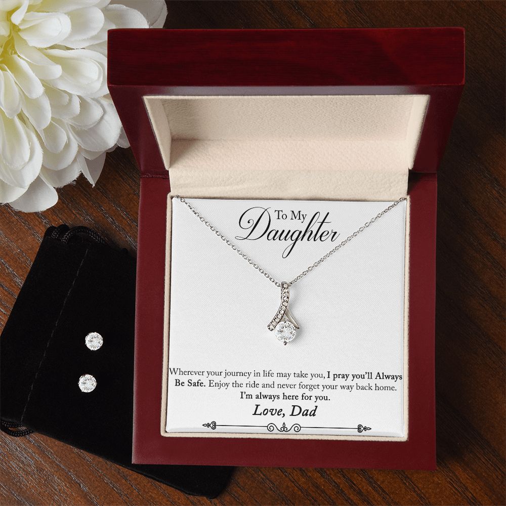 Daughter Pendant and Earring Set-Here for you | Custom Heart Design