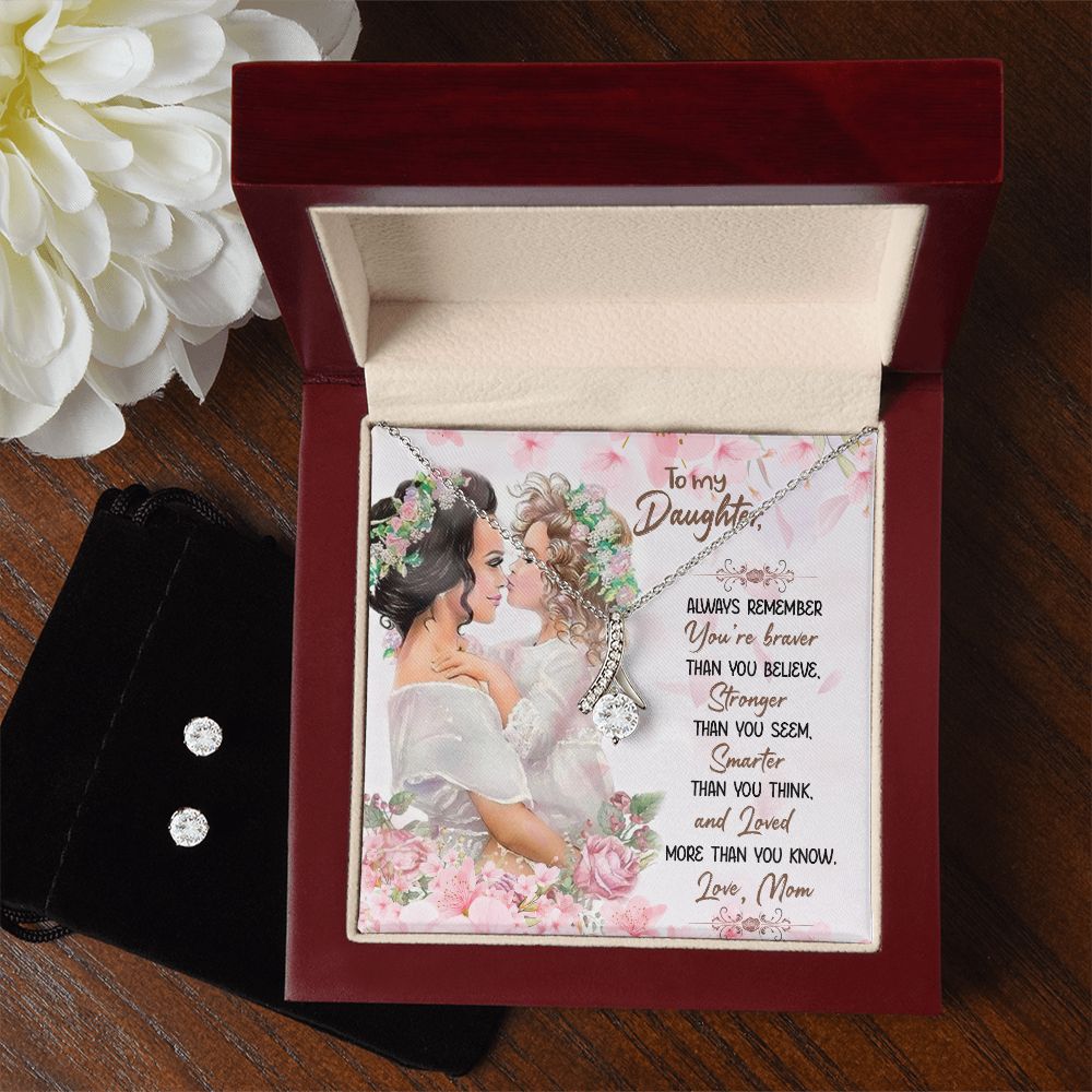 Daughter Jewelry Set, Alluring Beauty Necklace and Earring Set | Custom Heart Design