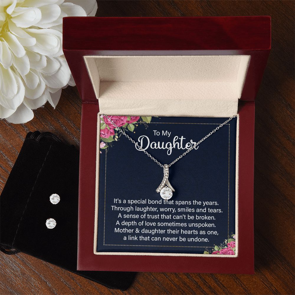 Daughter Pendant and Earring Set-Our special bond | Custom Heart Design