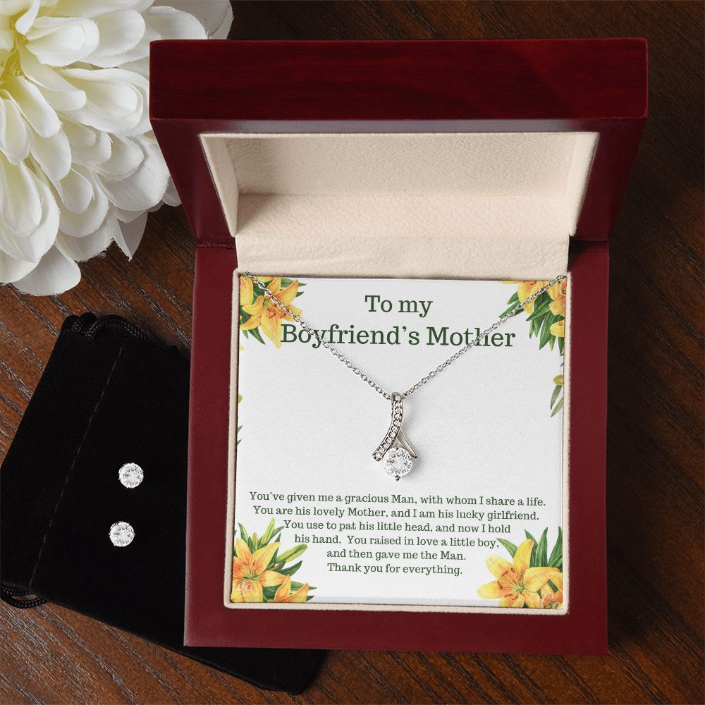 Boyfriend’s Mom Necklace & Earring Set-You raised in love - Custom Heart Design