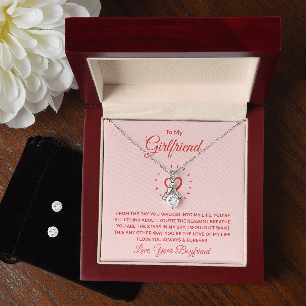 Girlfriend Jewelry Set, Necklace and Earring Set for Girlfriend | Custom Heart Design