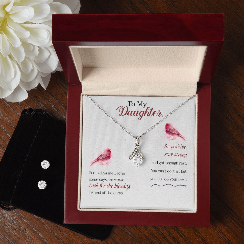 Daughter Pendant and Earring Set-Blessings | Custom Heart Design