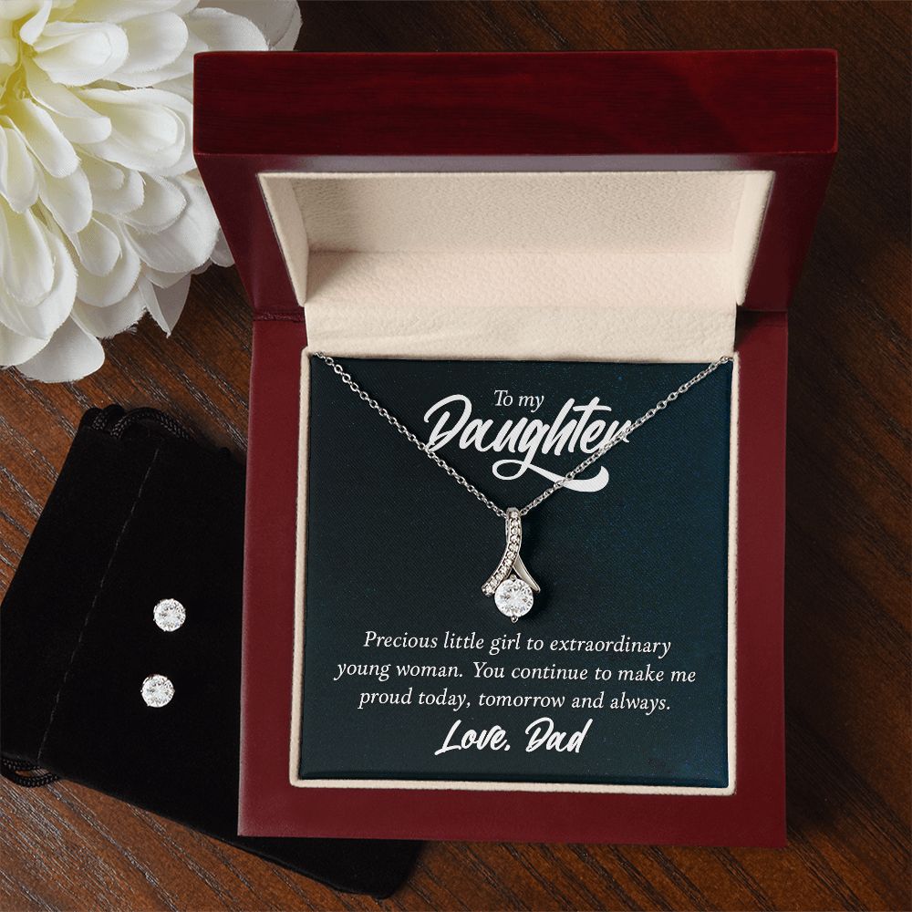 Daughter Pendant and Earring Set-Today, tomorrow and always | Custom Heart Design