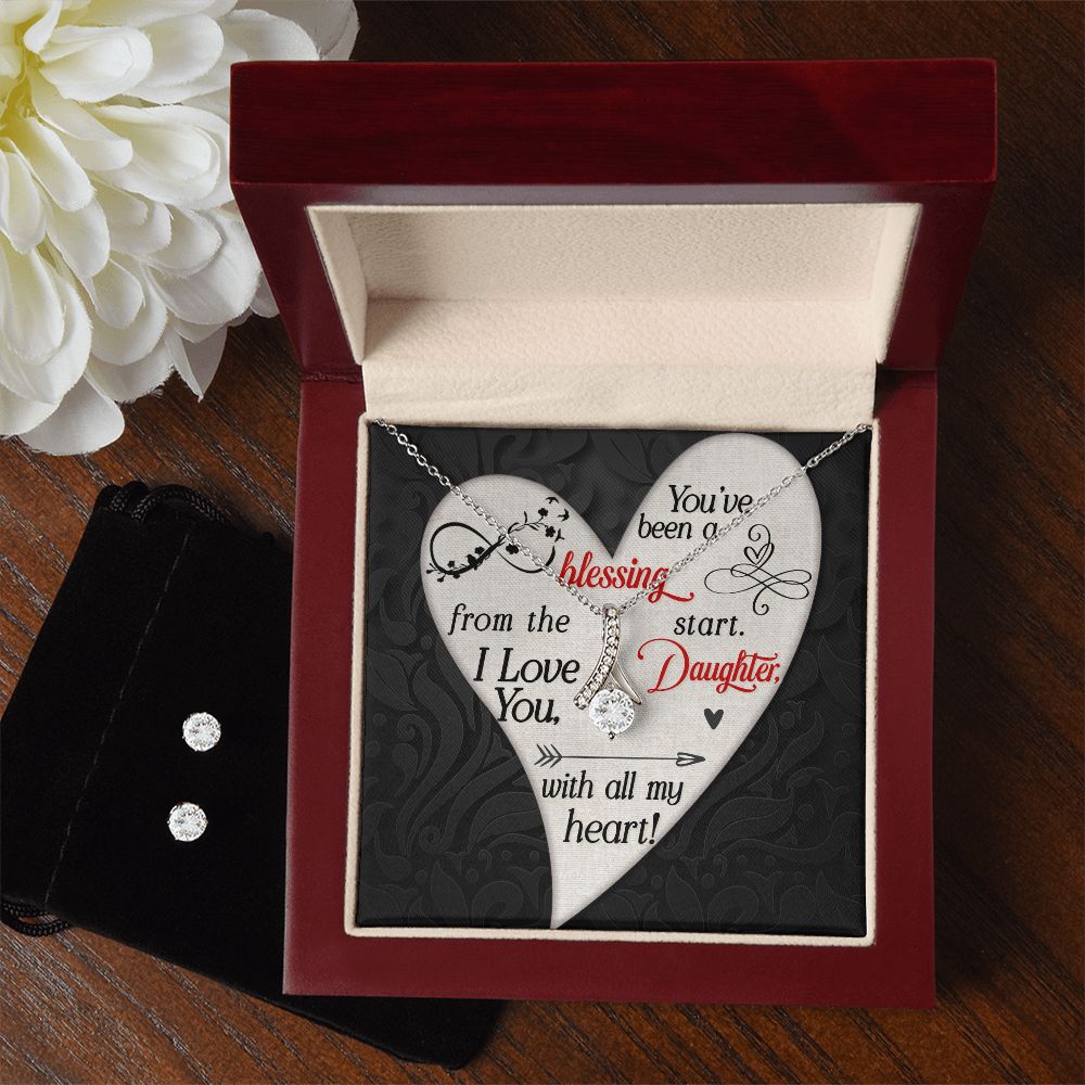 Daughter Jewelry Set, Alluring Beauty Necklace and Earring Set | Custom Heart Design