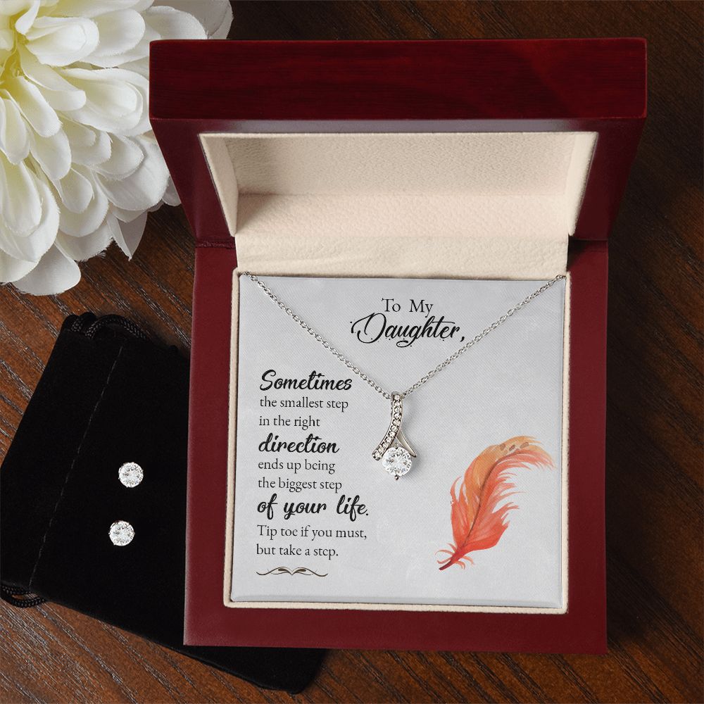 Daughter Pendant and Earring Set-Tip toe if you must | Custom Heart Design