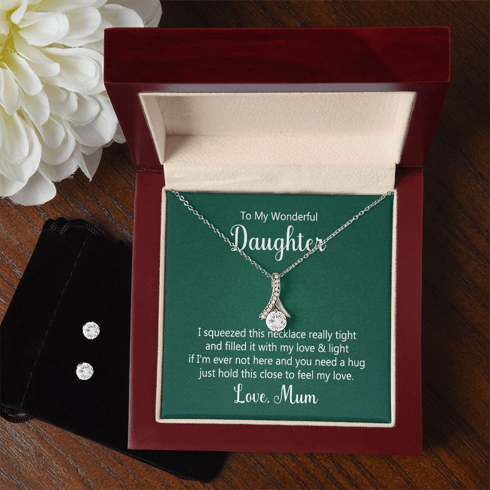 Daughter Pendant and Earring Set-I squeezed this necklace | Custom Heart Design