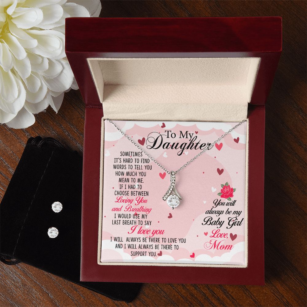 Daughter Pendant and Earring Set-My baby girl | Custom Heart Design