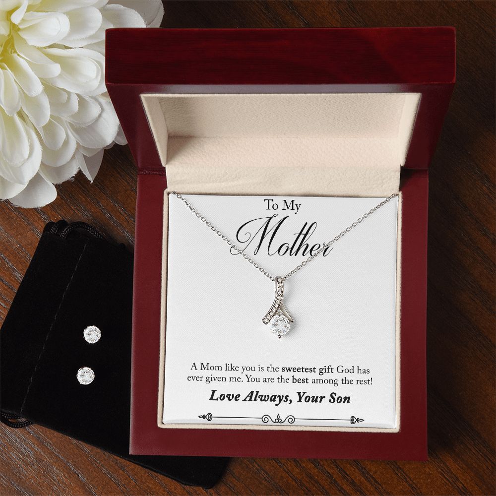 Mom Jewelry Set, From Son-Sweetest gift from God - Custom Heart Design