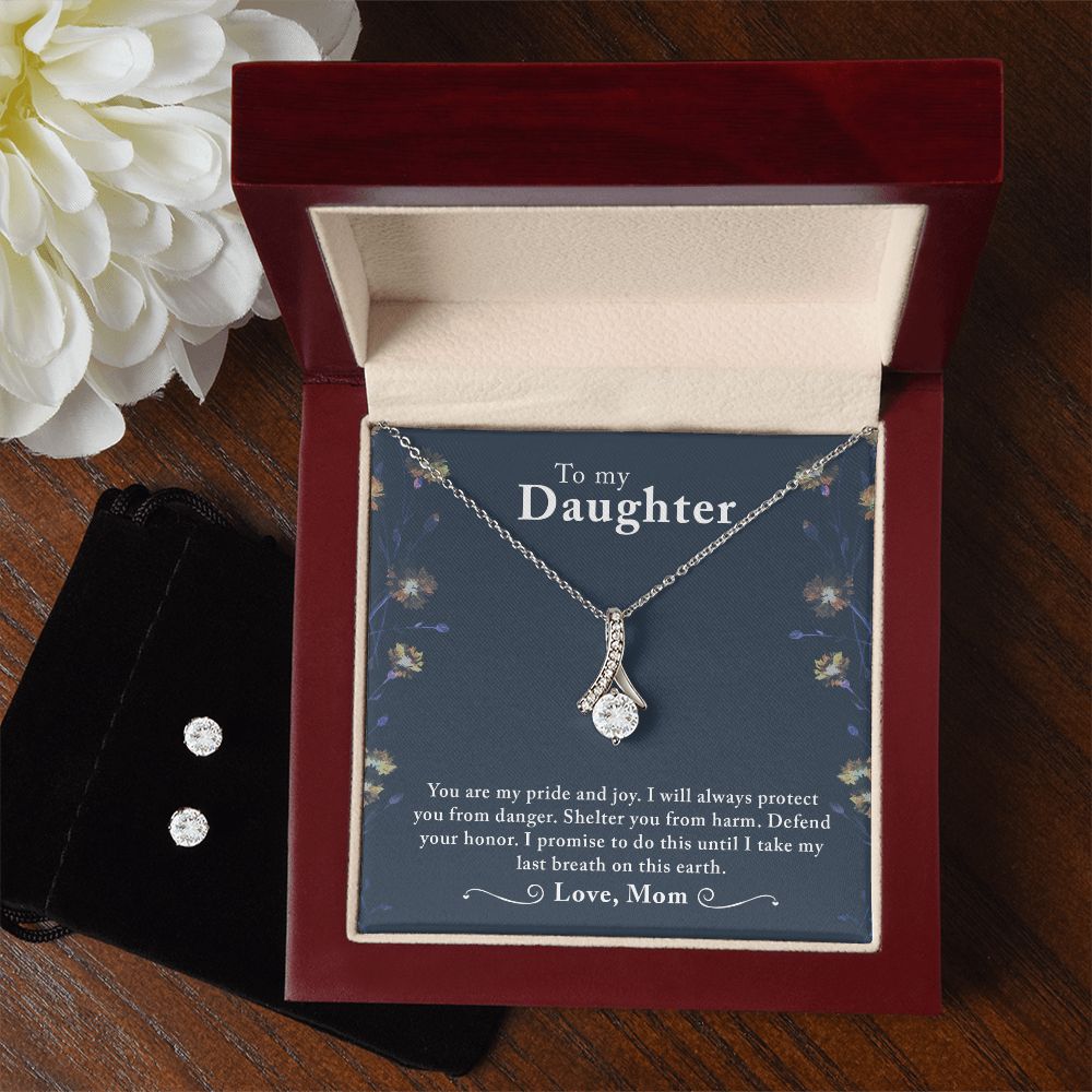 Daughter Pendant and Earring Set-My pride and joy - Custom Heart Design