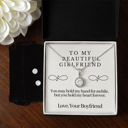 Girlfriend Necklace and Earring Set, Girlfriend Jewelry Gift Set | Custom Heart Design