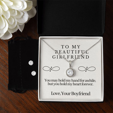 Girlfriend Necklace and Earring Set, Girlfriend Jewelry Gift Set | Custom Heart Design
