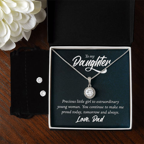 Daughter Eternal Hope Necklace and Earring Set | Custom Heart Design