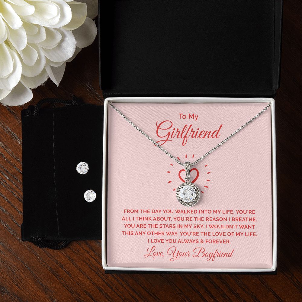 Girlfriend Necklace and Earring Set, Girlfriend Jewelry Gift Set | Custom Heart Design