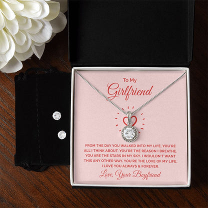 Girlfriend Necklace and Earring Set, Girlfriend Jewelry Gift Set | Custom Heart Design