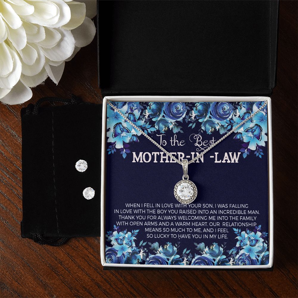 Mother in Law Solitaire Jewelry Set-Thank you for welcoming me | Custom Heart Design