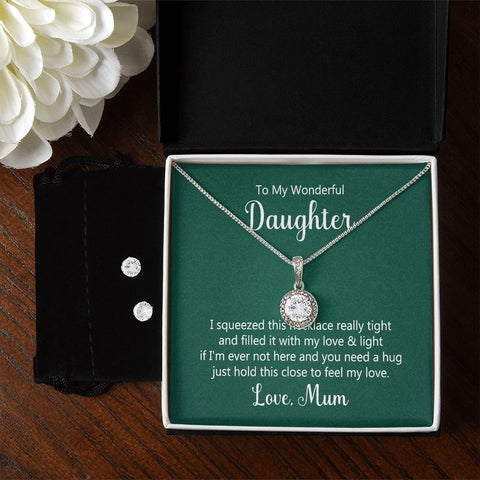 Daughter Eternal Hope Necklace and Earring Set | Custom Heart Design