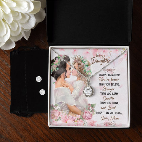 Daughter Eternal Hope Necklace and Earring Set | Custom Heart Design