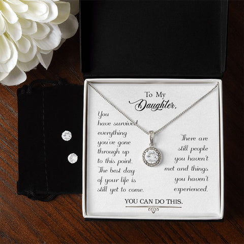 Daughter Eternal Hope Necklace and Earring Set | Custom Heart Design