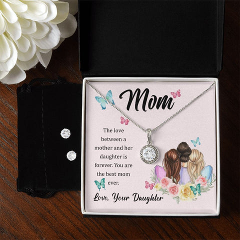 Mom Solitaire Jewelry Set-Mom & Daughter love is forever | Custom Heart Design
