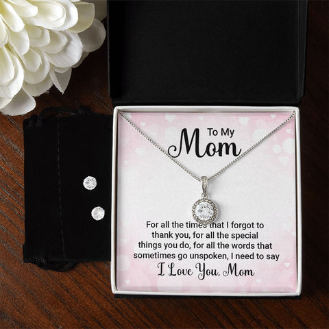 Mom Solitaire Jewelry Set-Thank you for all you do | Custom Heart Design