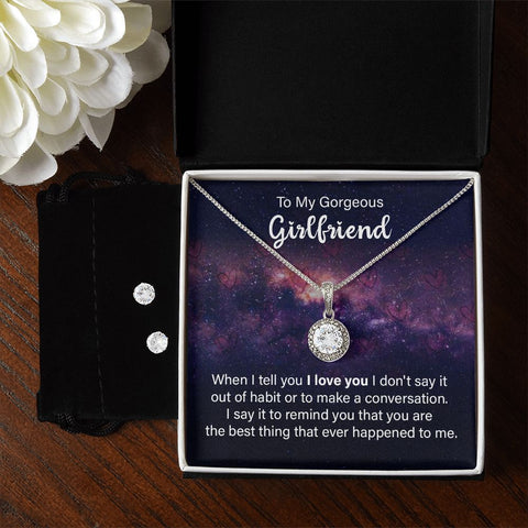 Girlfriend Necklace and Earring Set, Girlfriend Jewelry Gift Set | Custom Heart Design