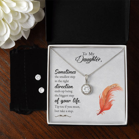 Daughter Eternal Hope Necklace and Earring Set | Custom Heart Design