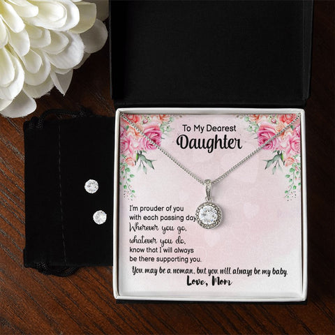 Daughter Eternal Hope Necklace and Earring Set | Custom Heart Design