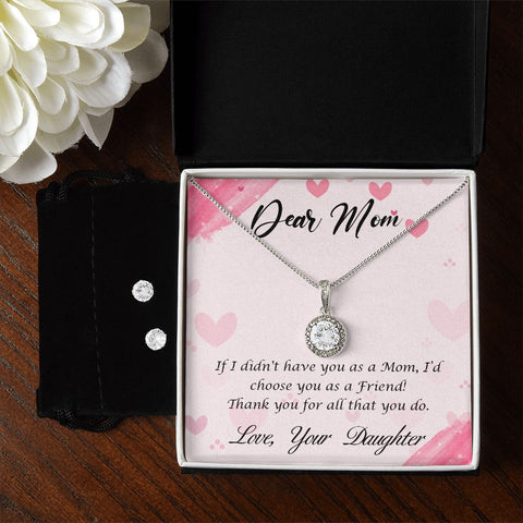 Mom Solitaire Jewelry Set-My mom and friend | Custom Heart Design