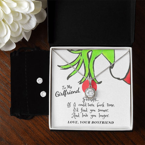 Girlfriend Necklace and Earring Set, Girlfriend Jewelry Gift Set | Custom Heart Design