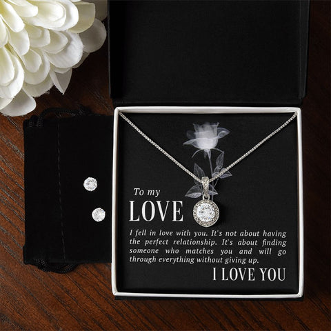 Girlfriend Necklace and Earring Set, Girlfriend Jewelry Gift Set | Custom Heart Design