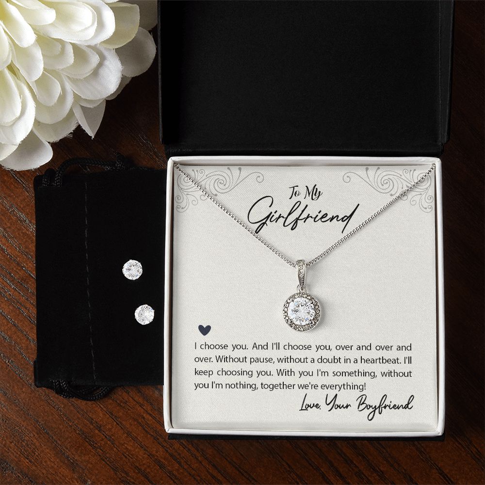 Girlfriend Necklace and Earring Set, Girlfriend Jewelry Gift Set | Custom Heart Design