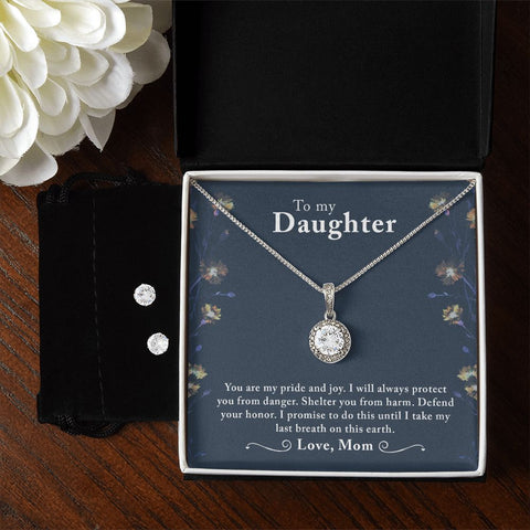Daughter Eternal Hope Necklace and Earring Set | Custom Heart Design