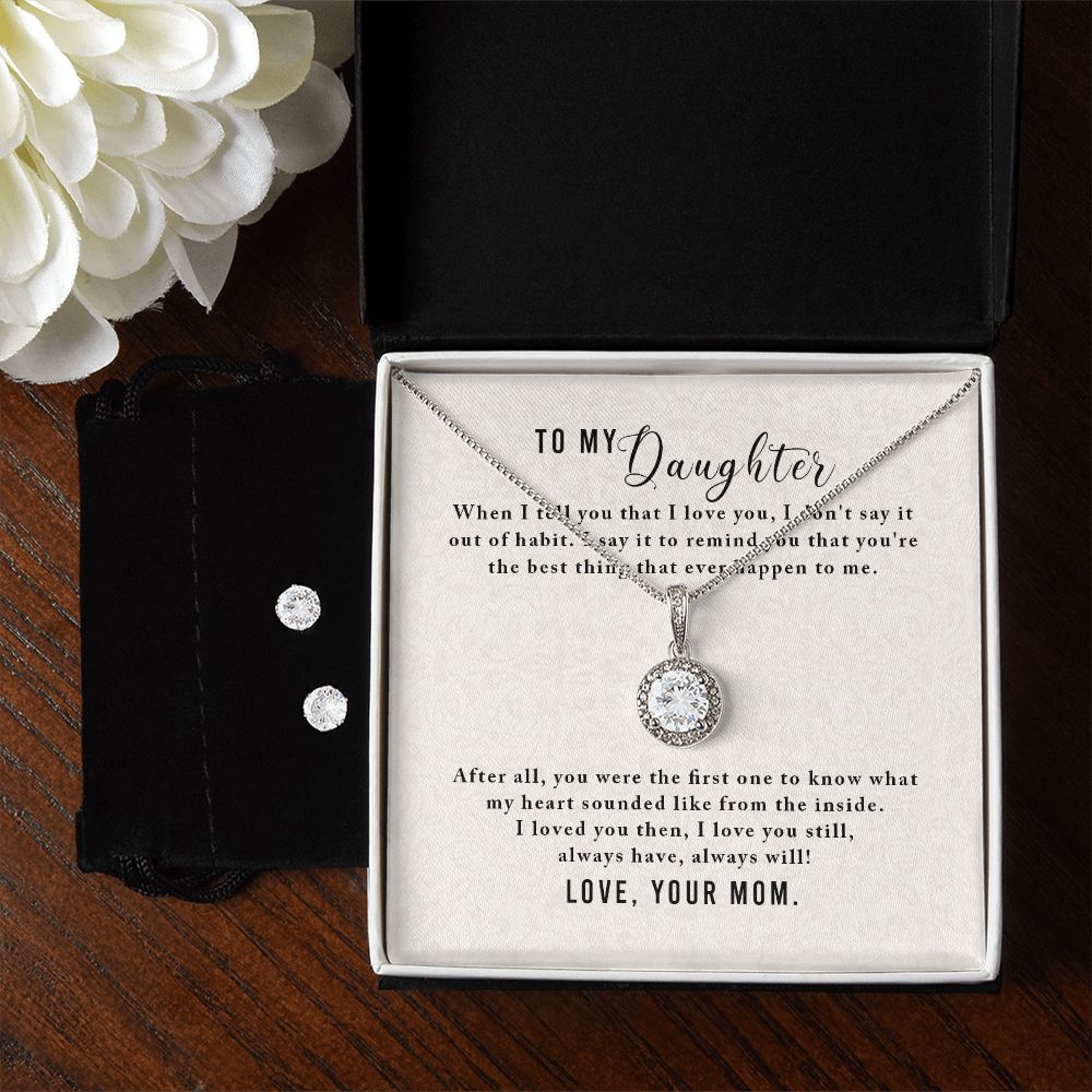 Daughter Eternal Hope Necklace and Earring Set | Custom Heart Design