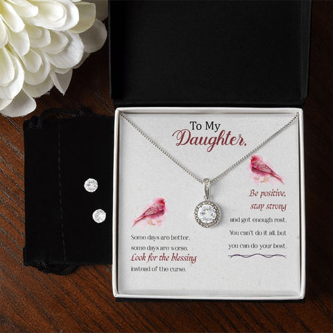 Daughter Eternal Hope Necklace and Earring Set | Custom Heart Design