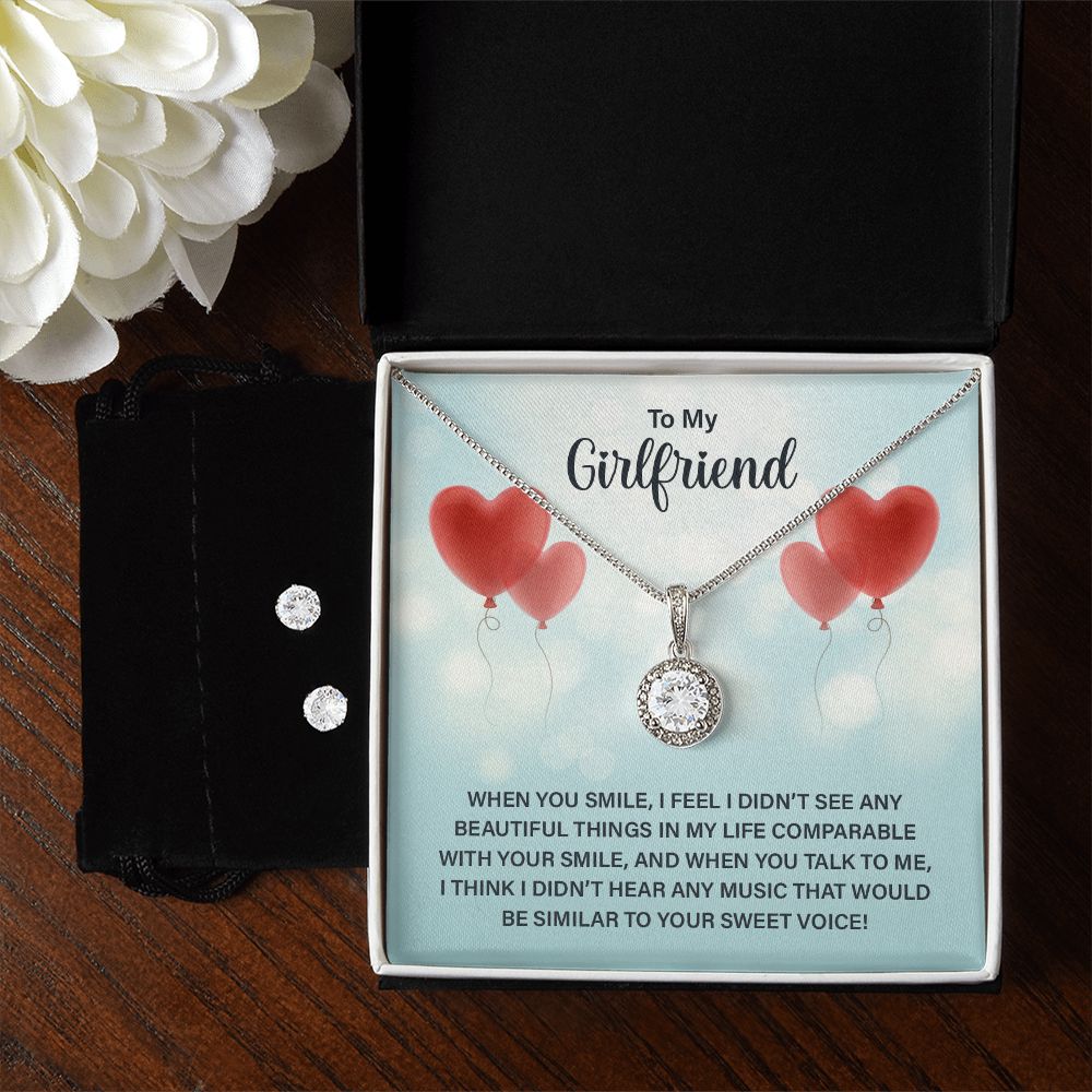 Girlfriend Necklace and Earring Set, Girlfriend Jewelry Gift Set | Custom Heart Design
