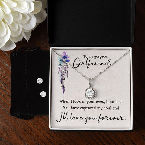 Girlfriend Necklace and Earring Set, Girlfriend Jewelry Gift Set | Custom Heart Design