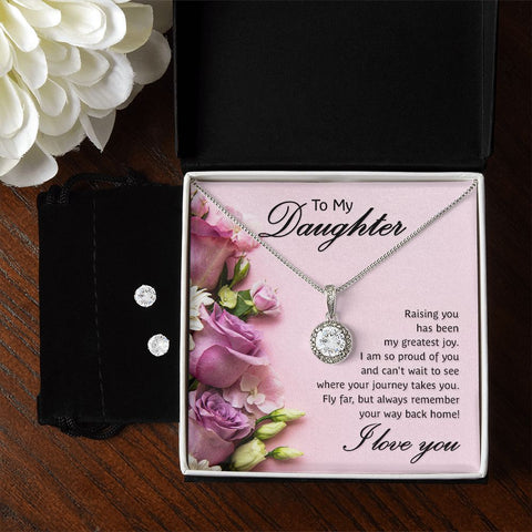 Daughter Eternal Hope Necklace and Earring Set | Custom Heart Design