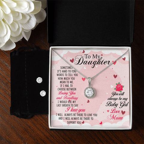 Daughter Eternal Hope Necklace and Earring Set | Custom Heart Design