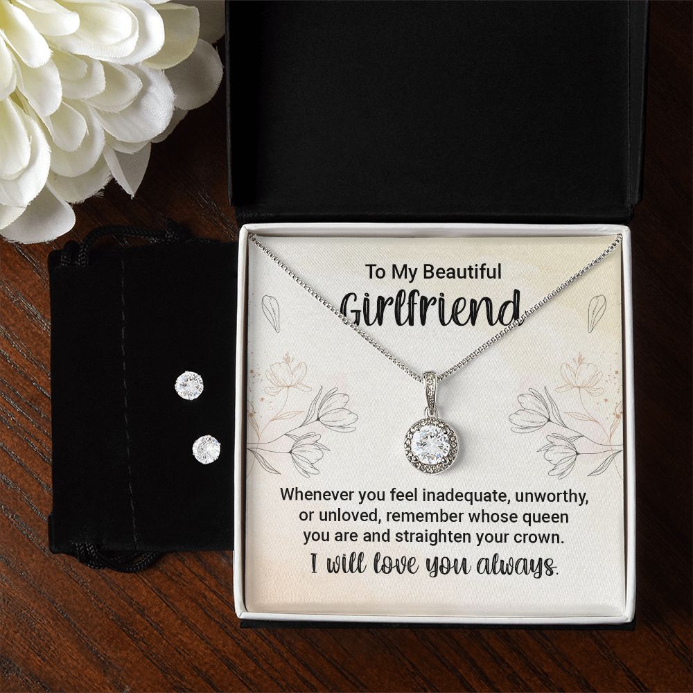 Girlfriend Necklace and Earring Set, Girlfriend Jewelry Gift Set | Custom Heart Design