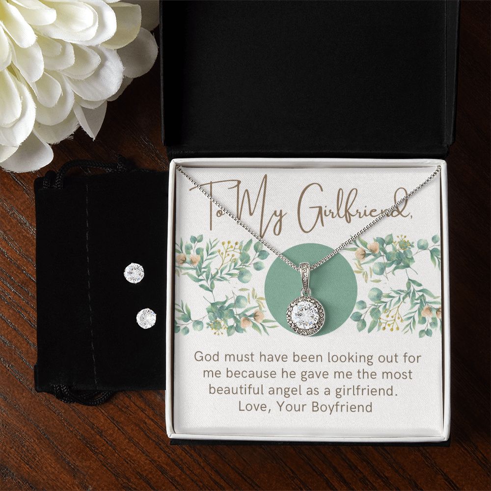 Girlfriend Necklace and Earring Set, Girlfriend Jewelry Gift Set | Custom Heart Design