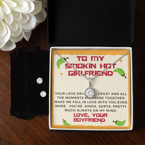 Girlfriend Necklace and Earring Set, Girlfriend Jewelry Gift Set - Custom Heart Design