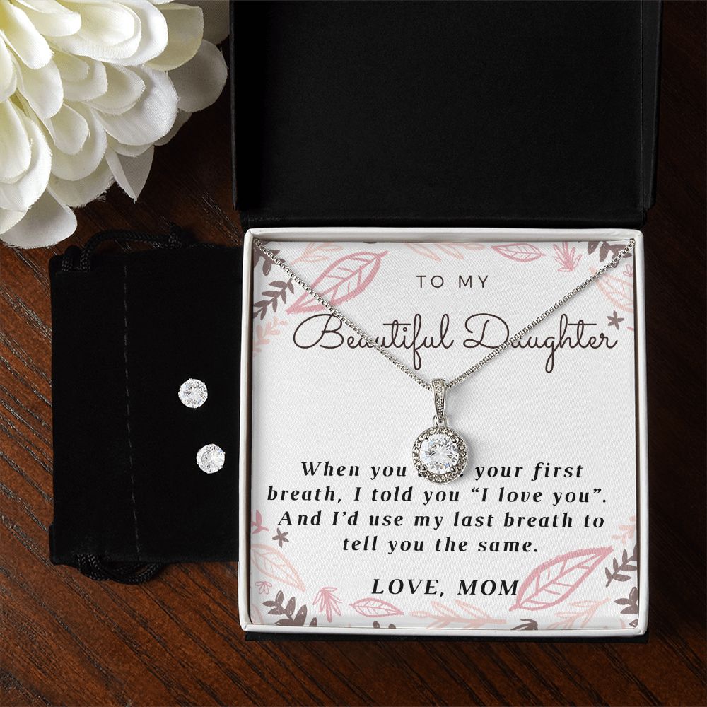 Daughter Eternal Hope Necklace and Earring Set | Custom Heart Design